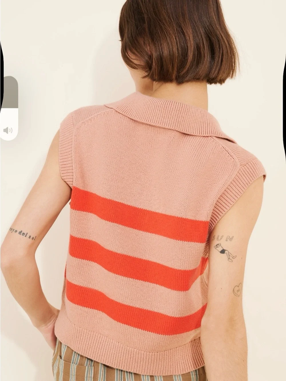 Anthropologie Velvet by Graham and Spencer Marietta Collared sweater vest stripe
